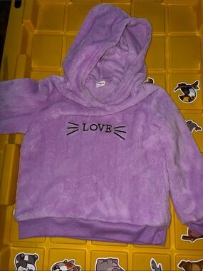 SHEIN Plush Hooded Sweatshirt - Purple LOVE Design